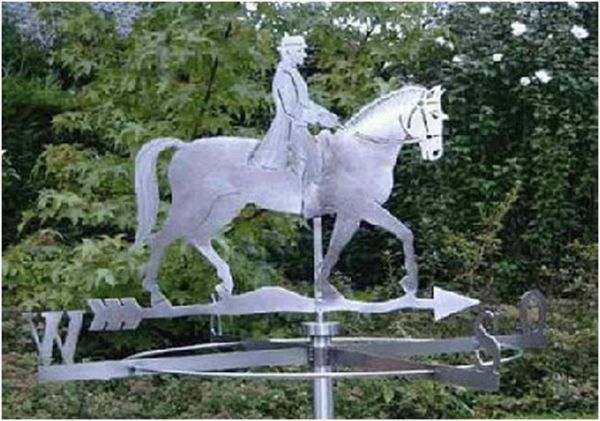 Große Wetterfahne Reiter mit Pferd aus Edelstahl