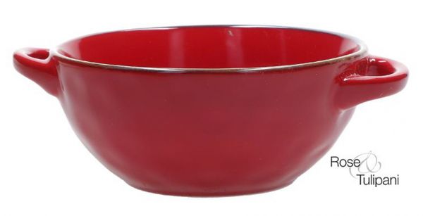 Suppenschüssel mit Henkel 14 cm Rot CONCERTO ROSSO FUOCO